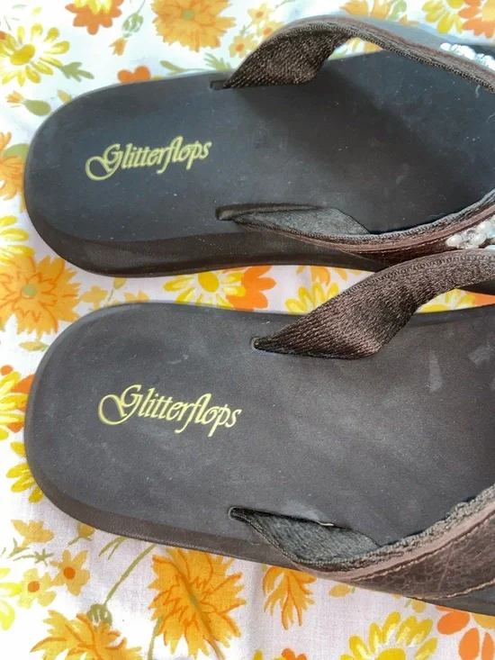 2GIRLY FLIP FLOPS Anna & Ava Pearlescent + Brown Glitterflops Pearl - Picture 3 of 8